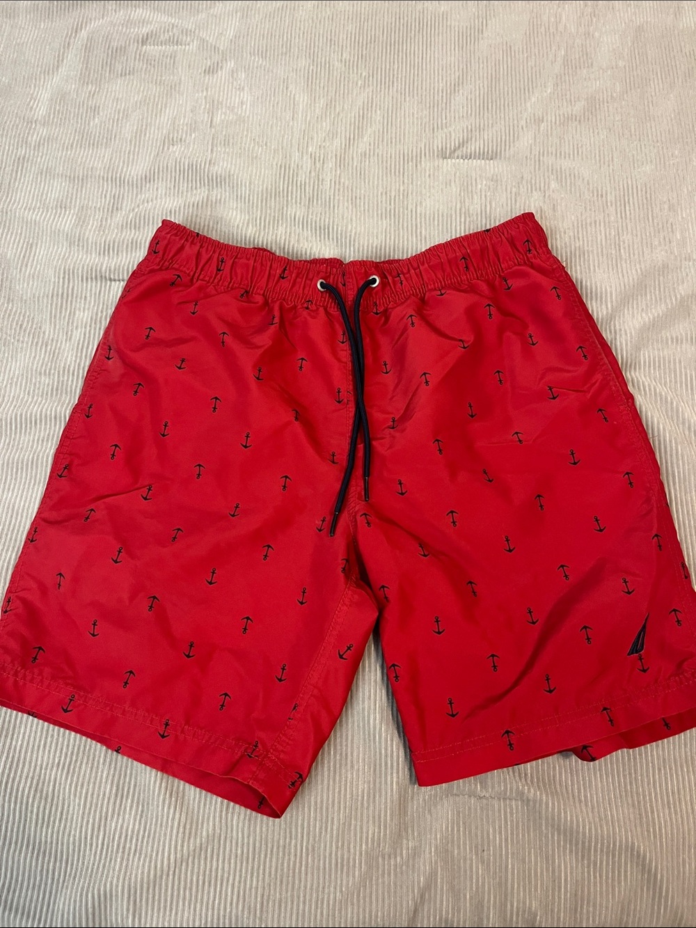 Men's Nautica Red Anchor Print Swim Shorts